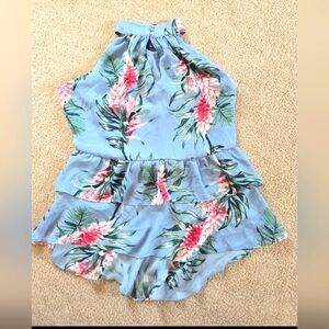 BELLE VERE Choker Collar Ruffle Peplum Hi Low Tank